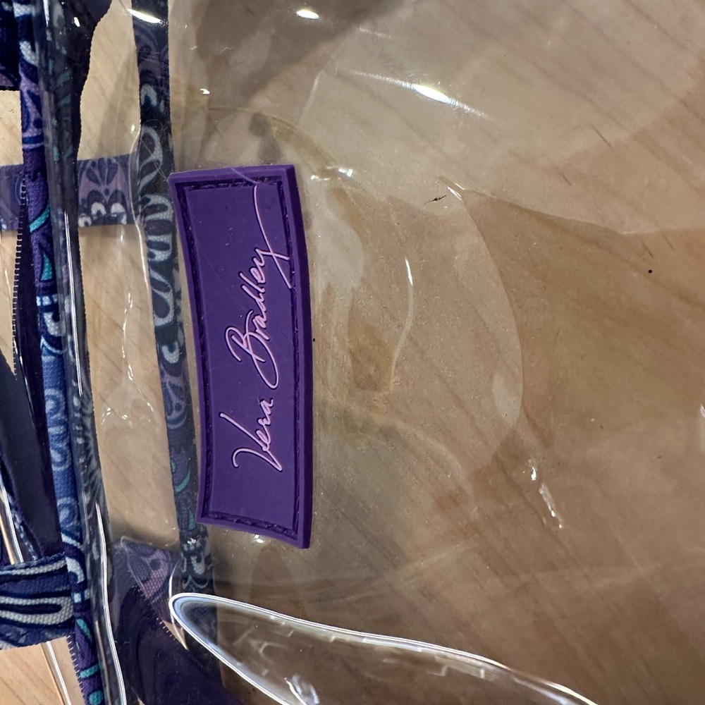 Vera Bradley Clear Tote with Navy and Purple Details